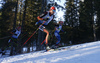 Vanessa Hinz of Germany skiing in the Women mass start race of IBU Biathlon World Cup in Pokljuka, Slovenia. Women mass start race of IBU Biathlon World cup was held on Sunday, 20th of December 2015 in Pokljuka, Slovenia.
