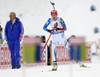 Winner Kaisa Makarainen of Finland arriving to shooting range for last shooting in the Women mass start race of IBU Biathlon World Cup in Pokljuka, Slovenia. Women mass start race of IBU Biathlon World cup was held on Sunday, 20th of December 2015 in Pokljuka, Slovenia.
