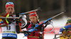 Franziska Preuss of Germany getting ready for shooting in the Women mass start race of IBU Biathlon World Cup in Pokljuka, Slovenia. Women mass start race of IBU Biathlon World cup was held on Sunday, 20th of December 2015 in Pokljuka, Slovenia.
