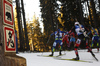 Biathletes skiing during the Men mass start race of IBU Biathlon World Cup in Pokljuka, Slovenia. Men mass start race of IBU Biathlon World cup was held on Sunday, 20th of December 2015 in Pokljuka, Slovenia.
