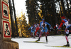 Biathletes skiing during the Men mass start race of IBU Biathlon World Cup in Pokljuka, Slovenia. Men mass start race of IBU Biathlon World cup was held on Sunday, 20th of December 2015 in Pokljuka, Slovenia.
