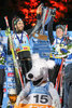 Martin Fourcade und Marie Dorin-Habert (France) celebrate their victory in the IBU Biathlon World Cup at Veltins Arena in Gelsenkirchen, Germany on 2015/12/28.
