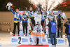 Martin Fourcade und Marie Dorin-Habert (France) celebrate their victory in the IBU Biathlon World Cup at Veltins Arena in Gelsenkirchen, Germany on 2015/12/28.
