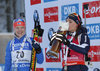 Dorothea Wierer und Kaisa Makarainen during women 15 km individual of Rubolding BMW IBU Biathlon World Cup at the Biathlonarena in Ruhpolding, Germany on 2016/01/14. 
