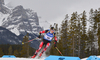 Dominik Landertinger of Austria during men sprint race of IBU Biathlon World Cup in Canmore, Alberta, Canada. Men sprint race of IBU Biathlon World cup was held in Canmore, Alberta, Canada, on Thursday, 4th of February 2016.
