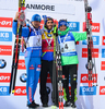 Anton Shipulin of Russia, Martin Fourcade of France , Simon Schempp of Germany celebrate their medals won in men sprint race of IBU Biathlon World Cup in Canmore, Alberta, Canada. Men sprint race of IBU Biathlon World cup was held in Canmore, Alberta, Canada, on Thursday, 4th of February 2016.
