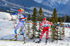 Kaisa Makarainen of Finland, Marte Olsbu of Norway during women sprint race of IBU Biathlon World Cup in Canmore, Alberta, Canada. Men sprint race of IBU Biathlon World cup was held in Canmore, Alberta, Canada, on Friday, 5th of February 2016.
