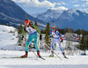 Natalya Burdyga of Ukraine, Mari Laukkanen of  Finland during women sprint race of IBU Biathlon World Cup in Canmore, Alberta, Canada. Men sprint race of IBU Biathlon World cup was held in Canmore, Alberta, Canada, on Friday, 5th of February 2016.
