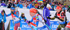 Ekaterina Yurlova of Russia, Kaisa Makarainen of Finland, Luisa Kummer, Germany,Gabriela Soukalova of the Czech Republic during women mass start race of IBU Biathlon World Cup in Canmore, Alberta, Canada. Men sprint race of IBU Biathlon World cup was held in Canmore, Alberta, Canada, on Friday, 5th of February 2016.
