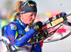 Marie Dorin Haber of France during mixed relay race of IBU Biathlon World Cup in Canmore, Alberta, Canada. Mixed relay race of IBU Biathlon World cup was held in Canmore, Alberta, Canada, on Sunday, 7th of February 2016.
