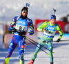 Martin Fourcade of France during mixed relay race of IBU Biathlon World Cup in Canmore, Alberta, Canada. Mixed relay race of IBU Biathlon World cup was held in Canmore, Alberta, Canada, on Sunday, 7th of February 2016.
