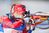 Hilde Fenne of Norway during mixed relay race of IBU Biathlon World Cup in Canmore, Alberta, Canada. Mixed relay race of IBU Biathlon World cup was held in Canmore, Alberta, Canada, on Sunday, 7th of February 2016.
