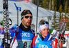 Martin Fourcade and Marie Dorin Habert of France during mixed relay race of IBU Biathlon World Cup in Canmore, Alberta, Canada. Mixed relay race of IBU Biathlon World cup was held in Canmore, Alberta, Canada, on Sunday, 7th of February 2016.
