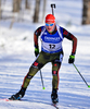 Benedikt Doll of Germany during men sprint race of IBU Biathlon World Cup in Presque Isle, Maine, USA. Men sprint race of IBU Biathlon World cup was held in Presque Isle, Maine, USA, on Thursday, 11th of February 2016.
