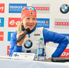 Kaisa Makarainen of Finland during press conference after women pursuit race of IBU Biathlon World Cup in Presque Isle, Maine, USA. Women pursuit race of IBU Biathlon World cup was held in Presque Isle, Maine, USA, on Friday, 12th of February 2016.
