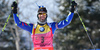 Martin Fourcade of France during men pursuit race of IBU Biathlon World Cup in Presque Isle, Maine, USA. Men pursuit race of IBU Biathlon World cup was held in Presque Isle, Maine, USA, on Friday, 12th of February 2016.
