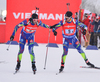 DESTHIEUX Simon and BEATRIX Jean Guillaume of France during men relay race of IBU Biathlon World Cup in Presque Isle, Maine, USA. Men relay race of IBU Biathlon World cup was held in Presque Isle, Maine, USA, on Saturday, 13th of February 2016.
