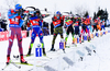 VOLKOV Alexey of Russia, FOURCADE Simon of France and LESSER Erik of Germany during men relay race of IBU Biathlon World Cup in Presque Isle, Maine, USA. Men relay race of IBU Biathlon World cup was held in Presque Isle, Maine, USA, on Saturday, 13th of February 2016.
