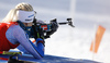 Kaisa Makarainen of Finland during zeroing before start of the women sprint race of IBU Biathlon World Cup in Pokljuka, Slovenia. Women sprint race of IBU Biathlon World cup was held in Pokljuka, Slovenia, on Friday, 9th of December 2016.
