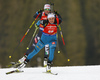 Justine Braisaz of France during women sprint race of IBU Biathlon World Cup in Pokljuka, Slovenia. Women sprint race of IBU Biathlon World cup was held in Pokljuka, Slovenia, on Friday, 9th of December 2016.
