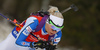 Mari Laukkanen of Finland during women sprint race of IBU Biathlon World Cup in Pokljuka, Slovenia. Women sprint race of IBU Biathlon World cup was held in Pokljuka, Slovenia, on Friday, 9th of December 2016.
