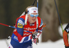 Marte Olsbu of Norway during women sprint race of IBU Biathlon World Cup in Pokljuka, Slovenia. Women sprint race of IBU Biathlon World cup was held in Pokljuka, Slovenia, on Friday, 9th of December 2016.
