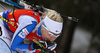 Kaisa Makarainen of Finland during women sprint race of IBU Biathlon World Cup in Pokljuka, Slovenia. Women sprint race of IBU Biathlon World cup was held in Pokljuka, Slovenia, on Friday, 9th of December 2016.
