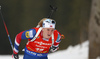 Marte Olsbu of Norway during women sprint race of IBU Biathlon World Cup in Pokljuka, Slovenia. Women sprint race of IBU Biathlon World cup was held in Pokljuka, Slovenia, on Friday, 9th of December 2016.
