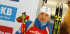 Fourth placed Kaisa Makarainen of Finland celebrate her success in the women sprint race of IBU Biathlon World Cup in Pokljuka, Slovenia. Women sprint race of IBU Biathlon World cup was held in Pokljuka, Slovenia, on Friday, 9th of December 2016.
