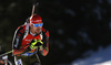 Arnd Peiffer of Germany during the men pursuit race of IBU Biathlon World Cup in Pokljuka, Slovenia.  Men pursuit race of IBU Biathlon World cup was held in Pokljuka, Slovenia, on Saturday, 10th of December 2016.
