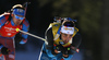 Martin Fourcade of France during the men pursuit race of IBU Biathlon World Cup in Pokljuka, Slovenia.  Men pursuit race of IBU Biathlon World cup was held in Pokljuka, Slovenia, on Saturday, 10th of December 2016.
