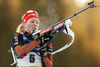 Franziska Hildebrand of Germany getting ready for shooting during the women pursuit race of IBU Biathlon World Cup in Pokljuka, Slovenia. Women pursuit race of IBU Biathlon World cup was held in Pokljuka, Slovenia, on Friday, 9th of December 2016.
