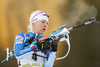 Kaisa Makarainen of Finland getting ready for shooting during the women pursuit race of IBU Biathlon World Cup in Pokljuka, Slovenia. Women pursuit race of IBU Biathlon World cup was held in Pokljuka, Slovenia, on Friday, 9th of December 2016.
