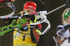 Laura Dahlmeier of Germany getting ready for shooting during the women pursuit race of IBU Biathlon World Cup in Pokljuka, Slovenia. Women pursuit race of IBU Biathlon World cup was held in Pokljuka, Slovenia, on Friday, 9th of December 2016.
