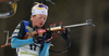 Marie Dorin Habert of France getting ready for shooting during the women pursuit race of IBU Biathlon World Cup in Pokljuka, Slovenia. Women pursuit race of IBU Biathlon World cup was held in Pokljuka, Slovenia, on Friday, 9th of December 2016.
