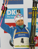 Second placed Kaisa Makarainen of Finland celebrates her medal won in the women pursuit race of IBU Biathlon World Cup in Pokljuka, Slovenia. Women pursuit race of IBU Biathlon World cup was held in Pokljuka, Slovenia, on Friday, 9th of December 2016.
