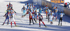 Biathletes on start of  the men relay race of IBU Biathlon World Cup in Pokljuka, Slovenia.  Men relay race of IBU Biathlon World cup was held in Pokljuka, Slovenia, on Sunday, 11th of December 2016.
