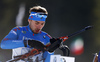 Anton Shipulin of Russia getting ready for shooting during the men relay race of IBU Biathlon World Cup in Pokljuka, Slovenia.  Men relay race of IBU Biathlon World cup was held in Pokljuka, Slovenia, on Sunday, 11th of December 2016.
