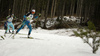 Justine Braisaz of France followed by Yuliia Dzhima of Ukraine during the women relay race of IBU Biathlon World Cup in Pokljuka, Slovenia.  Women relay race of IBU Biathlon World cup was held in Pokljuka, Slovenia, on Sunday, 11th of December 2016.
