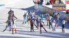 Biathletes  during the men relay race of IBU Biathlon World Cup in Pokljuka, Slovenia. Men relay race of IBU Biathlon World cup was held in Pokljuka, Slovenia, on Sunday, 11th of December 2016.
