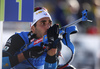 Martin Fourcade of France during the men relay race of IBU Biathlon World Cup in Pokljuka, Slovenia. Men relay race of IBU Biathlon World cup was held in Pokljuka, Slovenia, on Sunday, 11th of December 2016.
