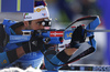 Martin Fourcade of France during the men relay race of IBU Biathlon World Cup in Pokljuka, Slovenia. Men relay race of IBU Biathlon World cup was held in Pokljuka, Slovenia, on Sunday, 11th of December 2016.
