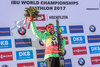 Laura Dahlmeier of Germany during Flower Ceremony of the individual women of the IBU Biathlon World Championships at the Biathlonarena in Hochfilzen, Austria on 2017/02/15.
