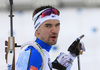 Olli Hiidensalo of Finland during the zeroing before the men 10km sprint race of IBU Biathlon World Cup in Hochfilzen, Austria.  Men 10km sprint race of IBU Biathlon World cup was held in Hochfilzen, Austria, on Friday, 8th of December 2017.
