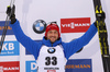 Third placed Jakov Fak of Slovenia celebrates his medals won in the men 10km sprint race of IBU Biathlon World Cup in Hochfilzen, Austria.  Men 10km sprint race of IBU Biathlon World cup was held in Hochfilzen, Austria, on Friday, 8th of December 2017.

