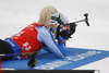 Mari Laukkanen of Finland during the zeroing before the women 7.5km sprint race of IBU Biathlon World Cup in Hochfilzen, Austria.  Women 7.5km sprint race of IBU Biathlon World cup was held in Hochfilzen, Austria, on Friday, 8th of December 2017.
