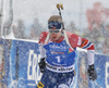 Johannes Thignes Boe of Norway during the men 12.5km pursuit race of IBU Biathlon World Cup in Hochfilzen, Austria.  Men 12.5km pursuit race of IBU Biathlon World cup was held in Hochfilzen, Austria, on Saturday, 9th of December 2017.
