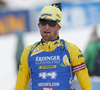 Fredrik Lindstroem of Sweden in finish of the men 12.5km pursuit race of IBU Biathlon World Cup in Hochfilzen, Austria.  Men 12.5km pursuit race of IBU Biathlon World cup was held in Hochfilzen, Austria, on Saturday, 9th of December 2017.
