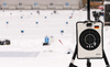 Shooting place before start of the women 10km pursuit race of IBU Biathlon World Cup in Hochfilzen, Austria.  Women 10km pursuit race of IBU Biathlon World cup was held in Hochfilzen, Austria, on Saturday, 9th of December 2017.
