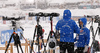 Finnish coaches during zeroing before start of the women 10km pursuit race of IBU Biathlon World Cup in Hochfilzen, Austria.  Women 10km pursuit race of IBU Biathlon World cup was held in Hochfilzen, Austria, on Saturday, 9th of December 2017.
